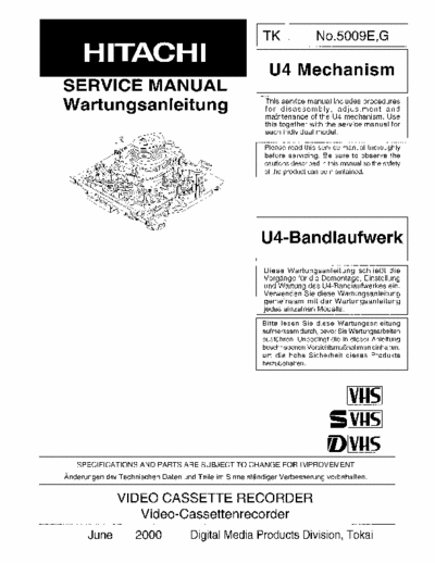 Hitachi U4 mechanism Service Manual, Wartungsanleitung, Bandlaufwerk U4 - pag. 45